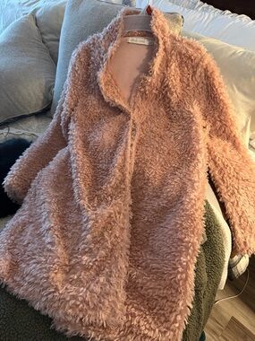 bishop + young Plush Blush Pink Teddy Coat